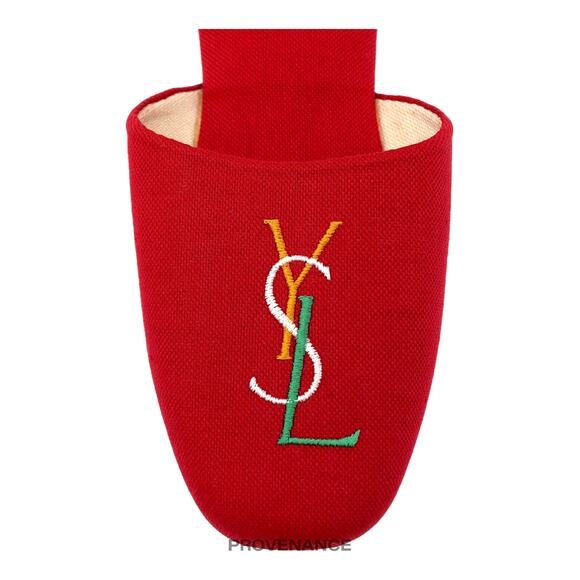 🔴 Yves Saint Laurent YSL Logo Slipper - Red Canvas - Picture 5 of 6